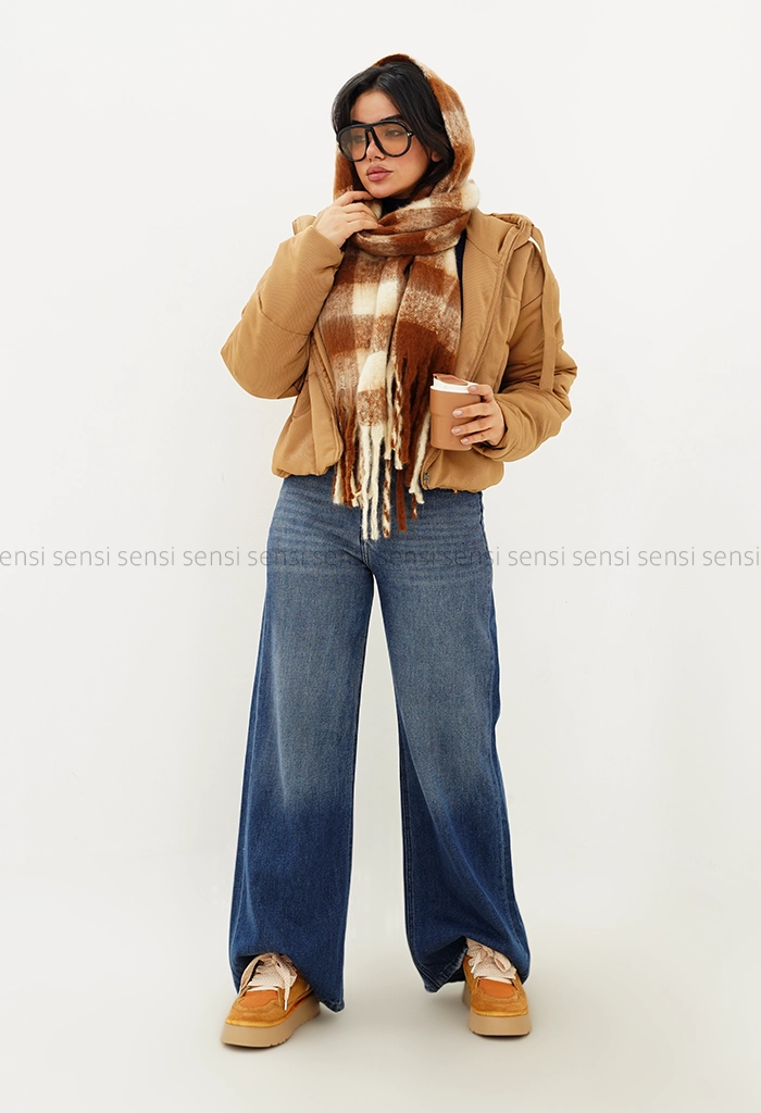 کاپشن کوتاه کتان کج راه کد1004769